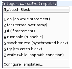 Selected expression Integer.parseInt(input);